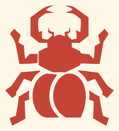 Blocky Stag Beetle Badge #fff8e7/#c44536