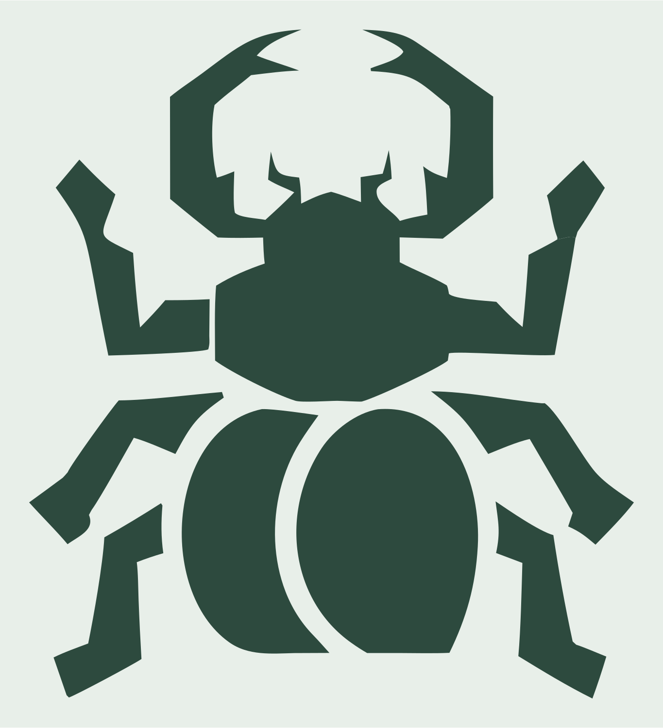 Blocky Stag Beetle Badge #e8efe9/#2d4a3e
