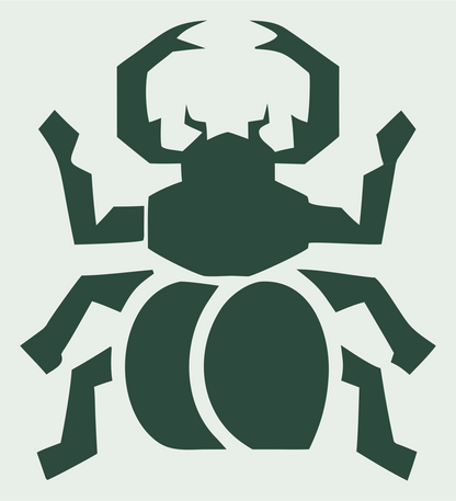 Blocky Stag Beetle Badge #e8efe9/#2d4a3e