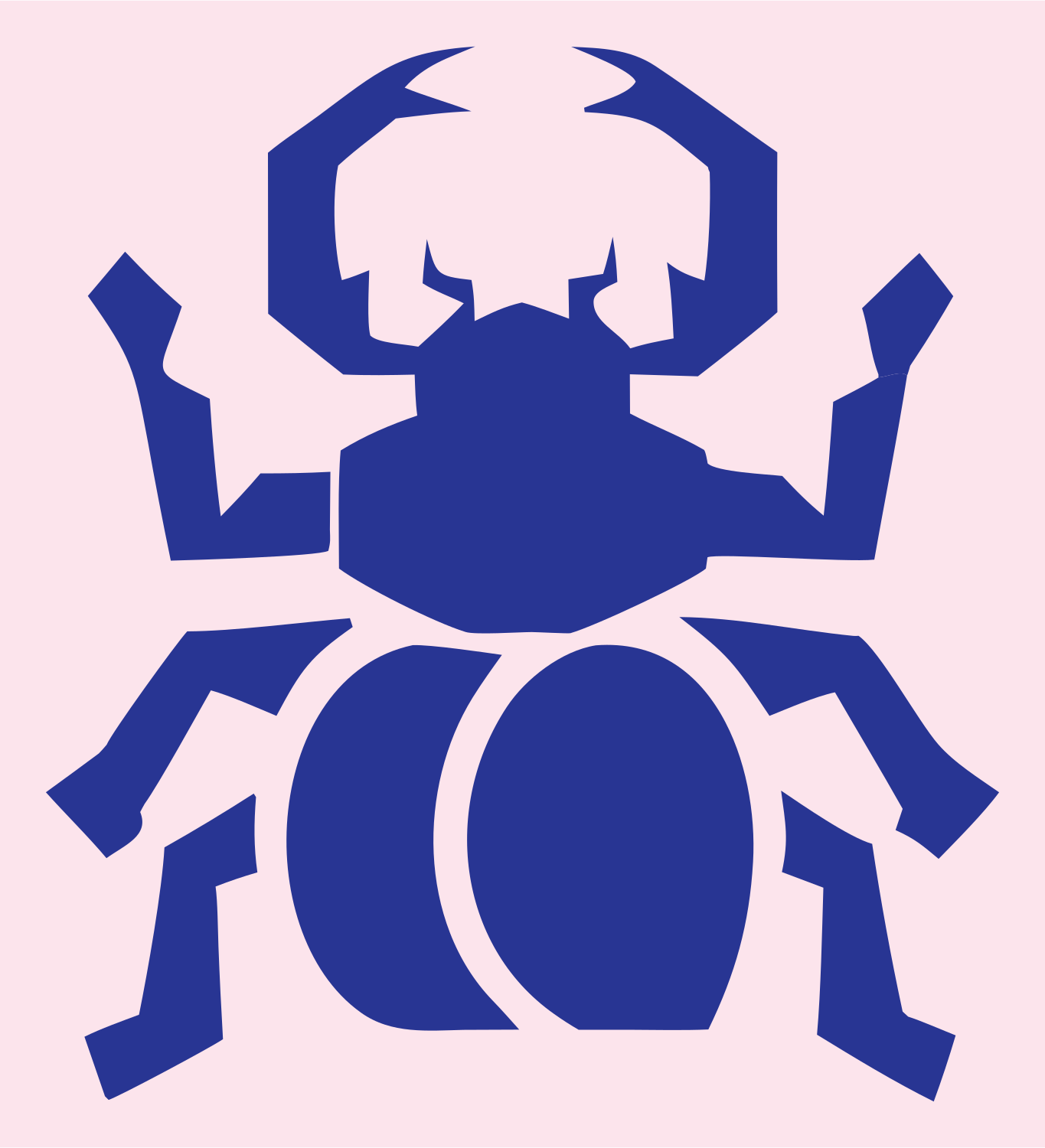 Blocky Stag Beetle Badge #fce4ec/#283593