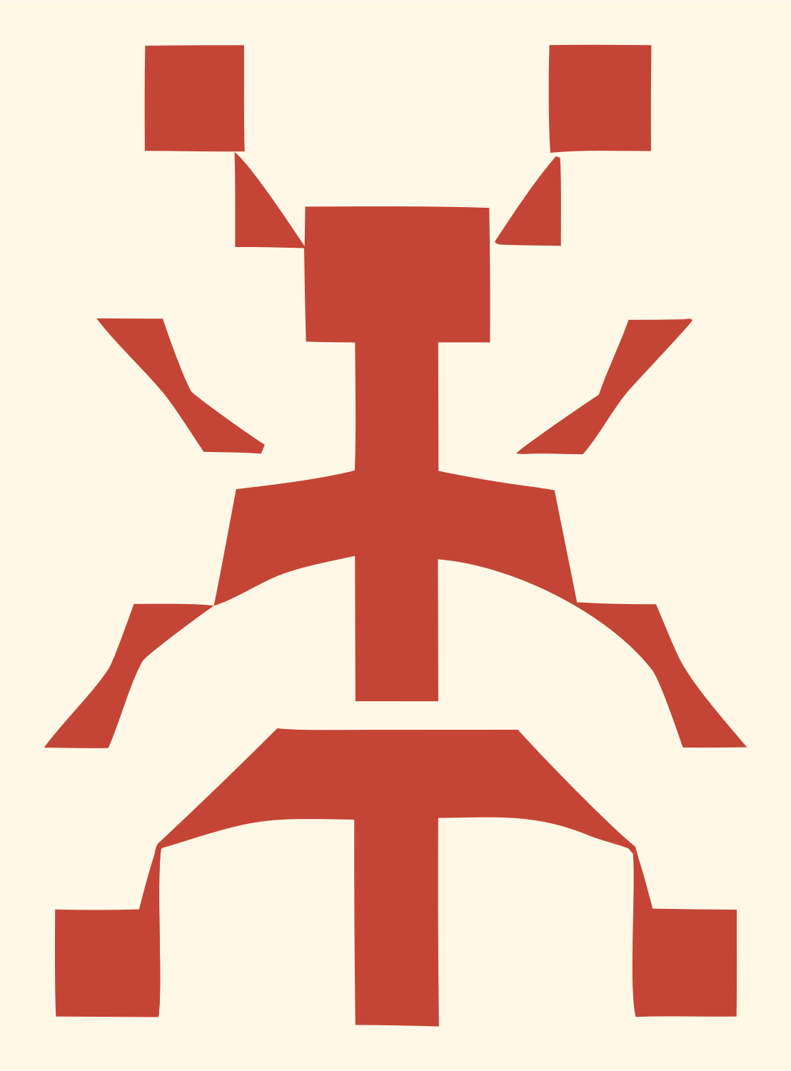 Blocky Beetle Pixel Mark #fff8e7/#c44536