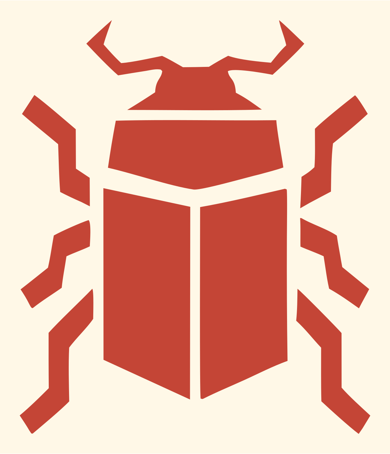 Chunky Scarab Beetle Logo #fff8e7/#c44536