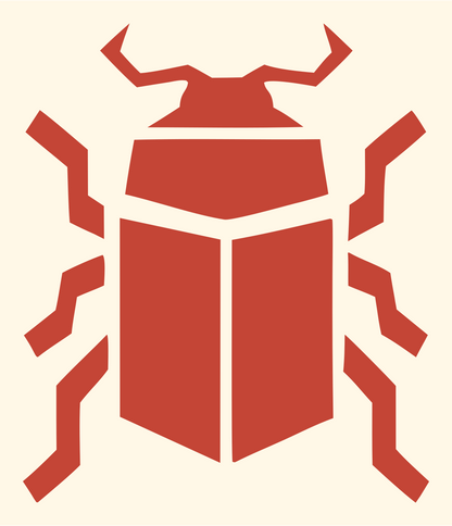 Chunky Scarab Beetle Logo #fff8e7/#c44536