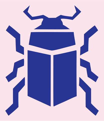 Chunky Scarab Beetle Logo #fce4ec/#283593