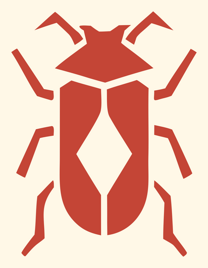Geometric Beetle Diamond Crest #fff8e7/#c44536