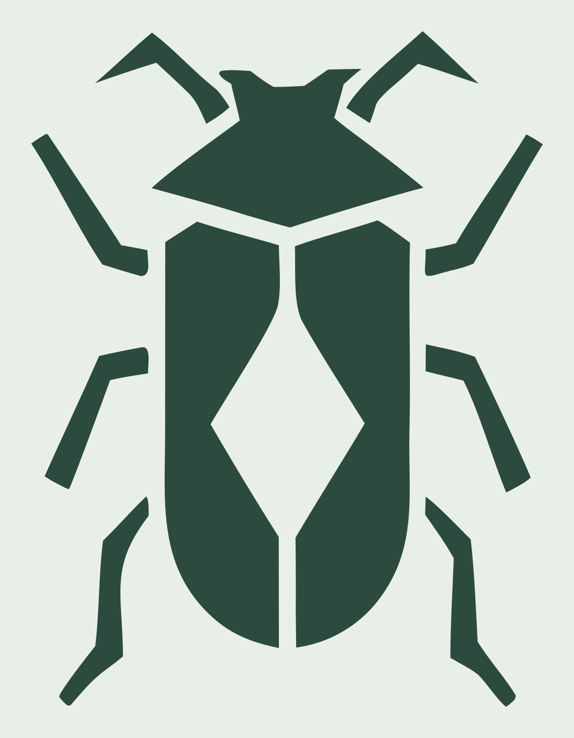 Geometric Beetle Diamond Crest #e8efe9/#2d4a3e