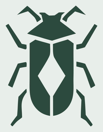 Geometric Beetle Diamond Crest #e8efe9/#2d4a3e