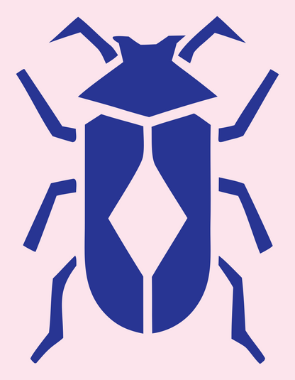 Geometric Beetle Diamond Crest #fce4ec/#283593