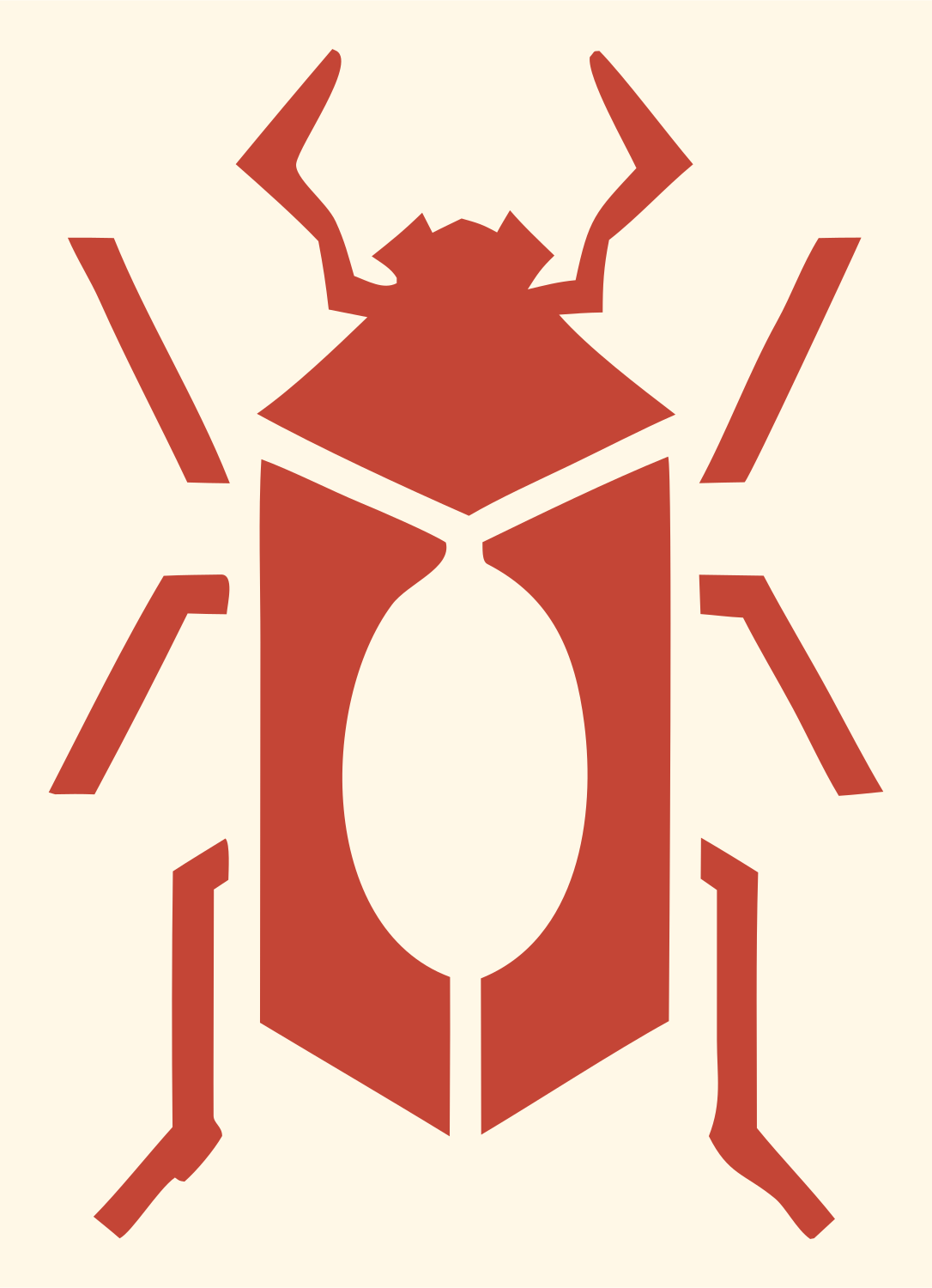 Heavy Beetle Negative Space Logo #fff8e7/#c44536