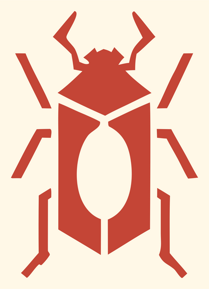 Heavy Beetle Negative Space Logo #fff8e7/#c44536