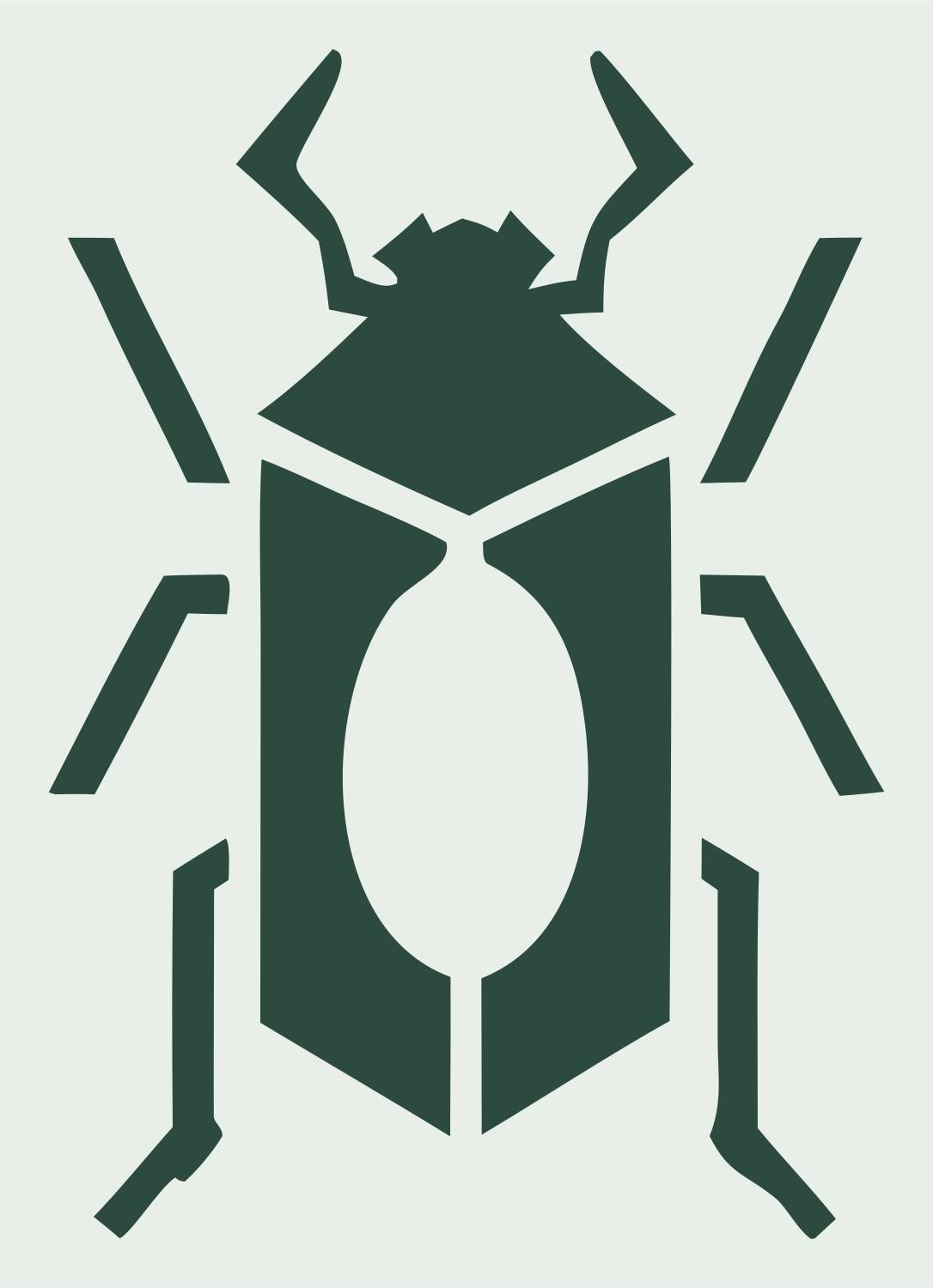 Heavy Beetle Negative Space Logo #e8efe9/#2d4a3e