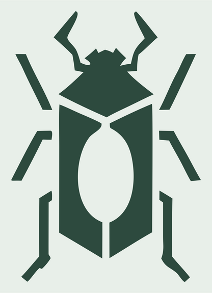 Heavy Beetle Negative Space Logo #e8efe9/#2d4a3e