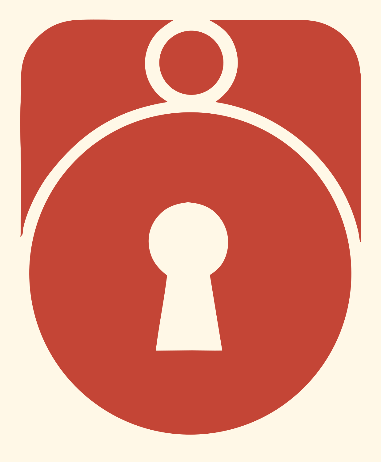 Bold Padlock Keyhole Badge #fff8e7/#c44536