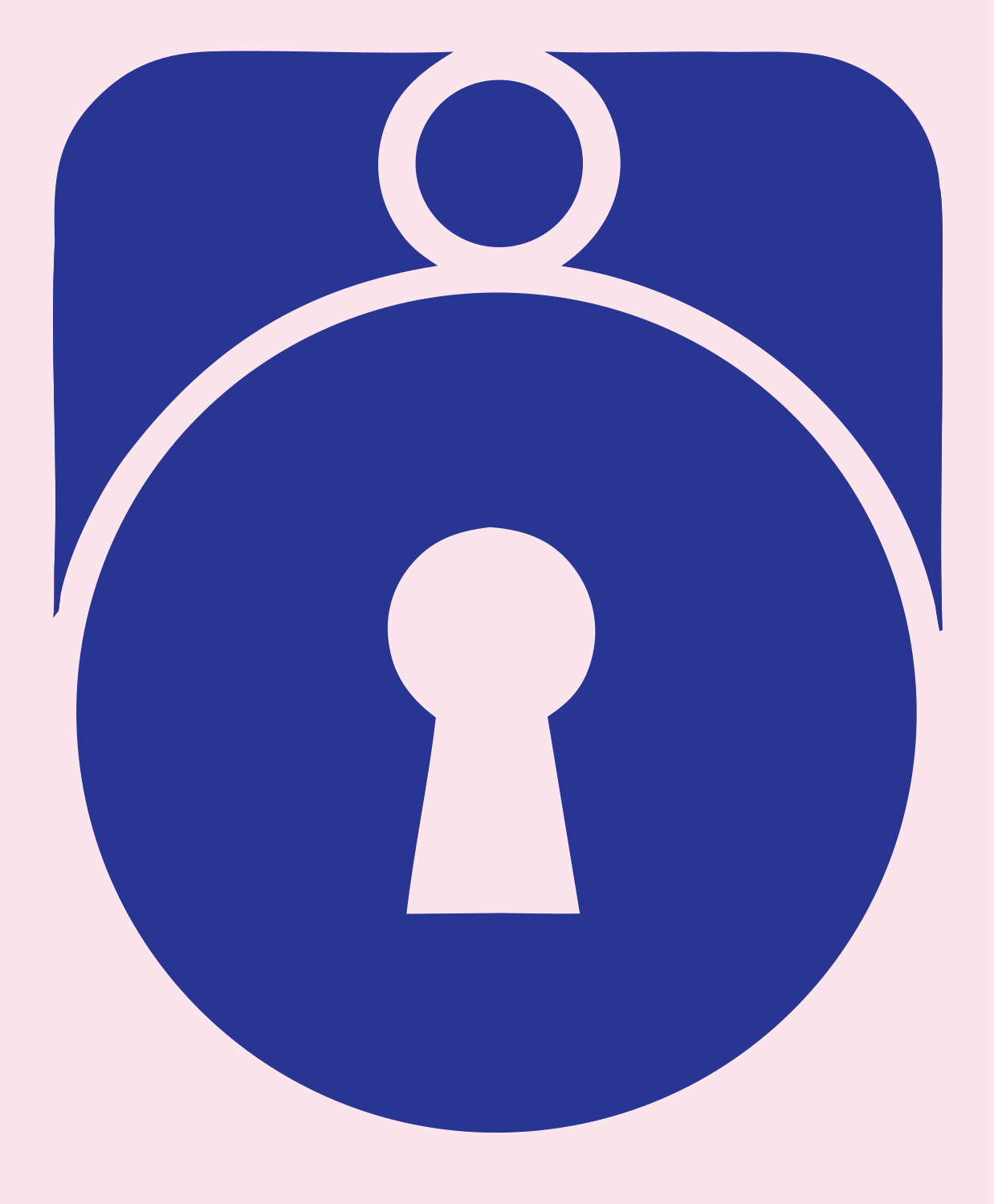 Bold Padlock Keyhole Badge #fce4ec/#283593