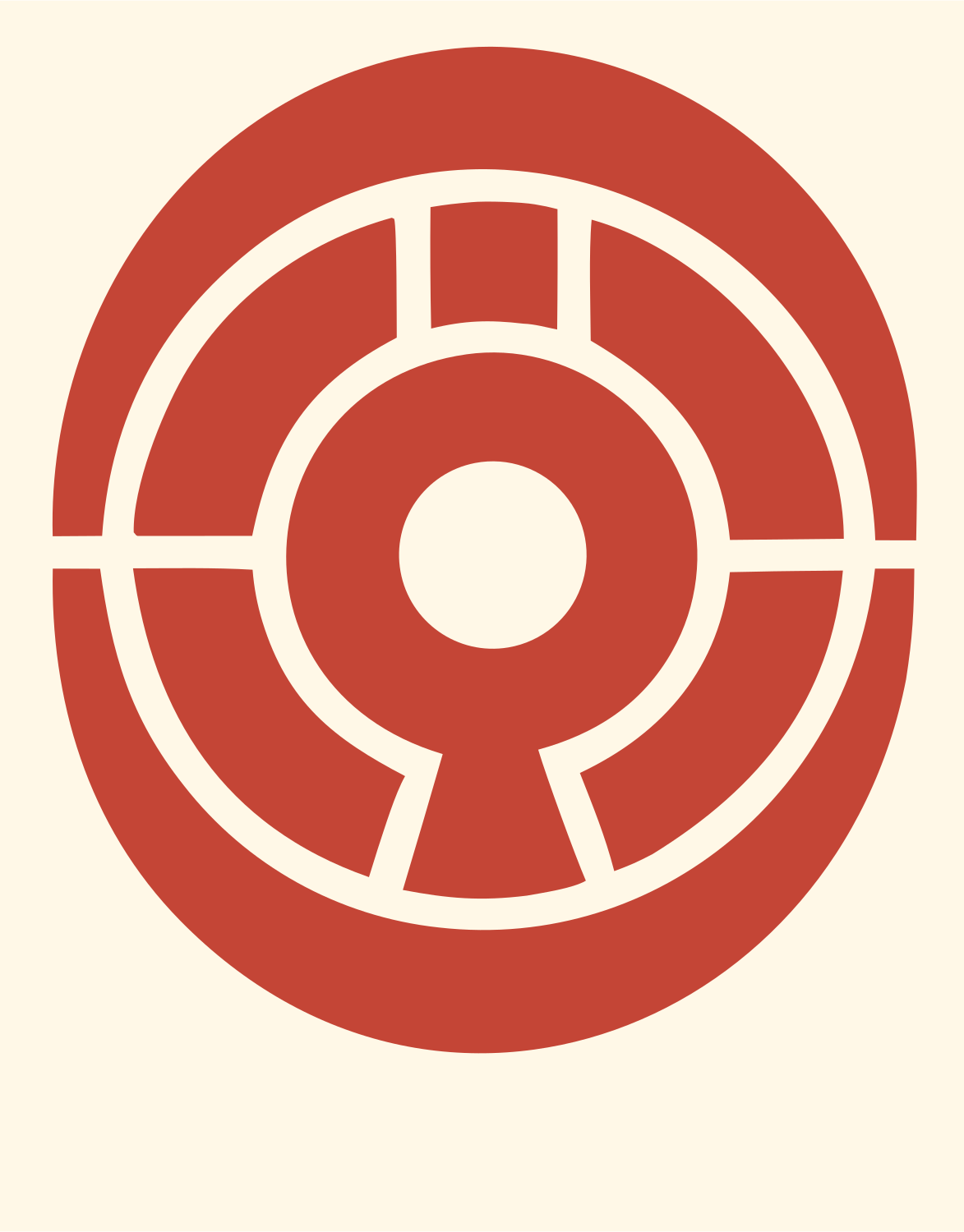 Bold Circular Shield Emblem #fff8e7/#c44536