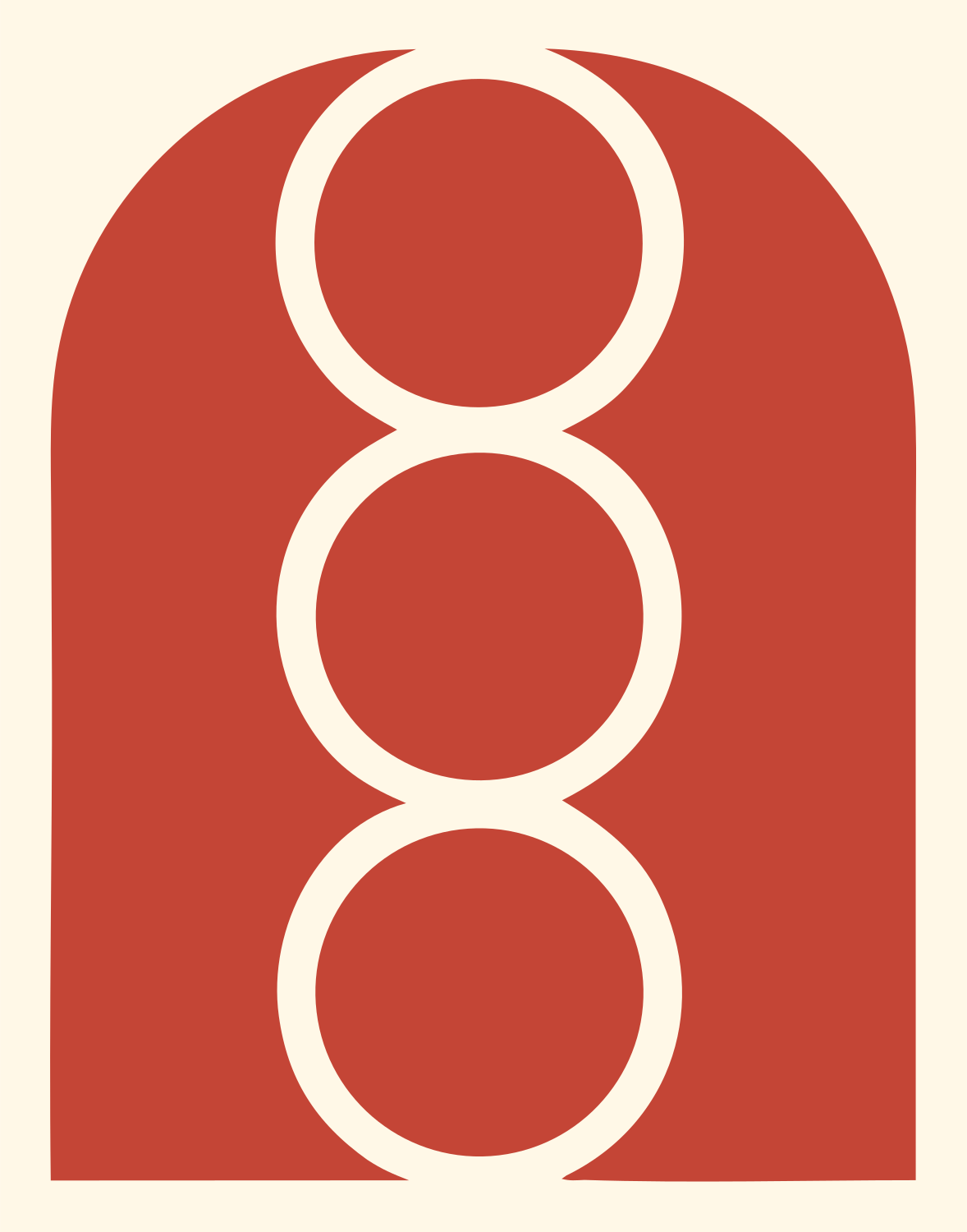 Geometric Padlock Arch Logo #fff8e7/#c44536