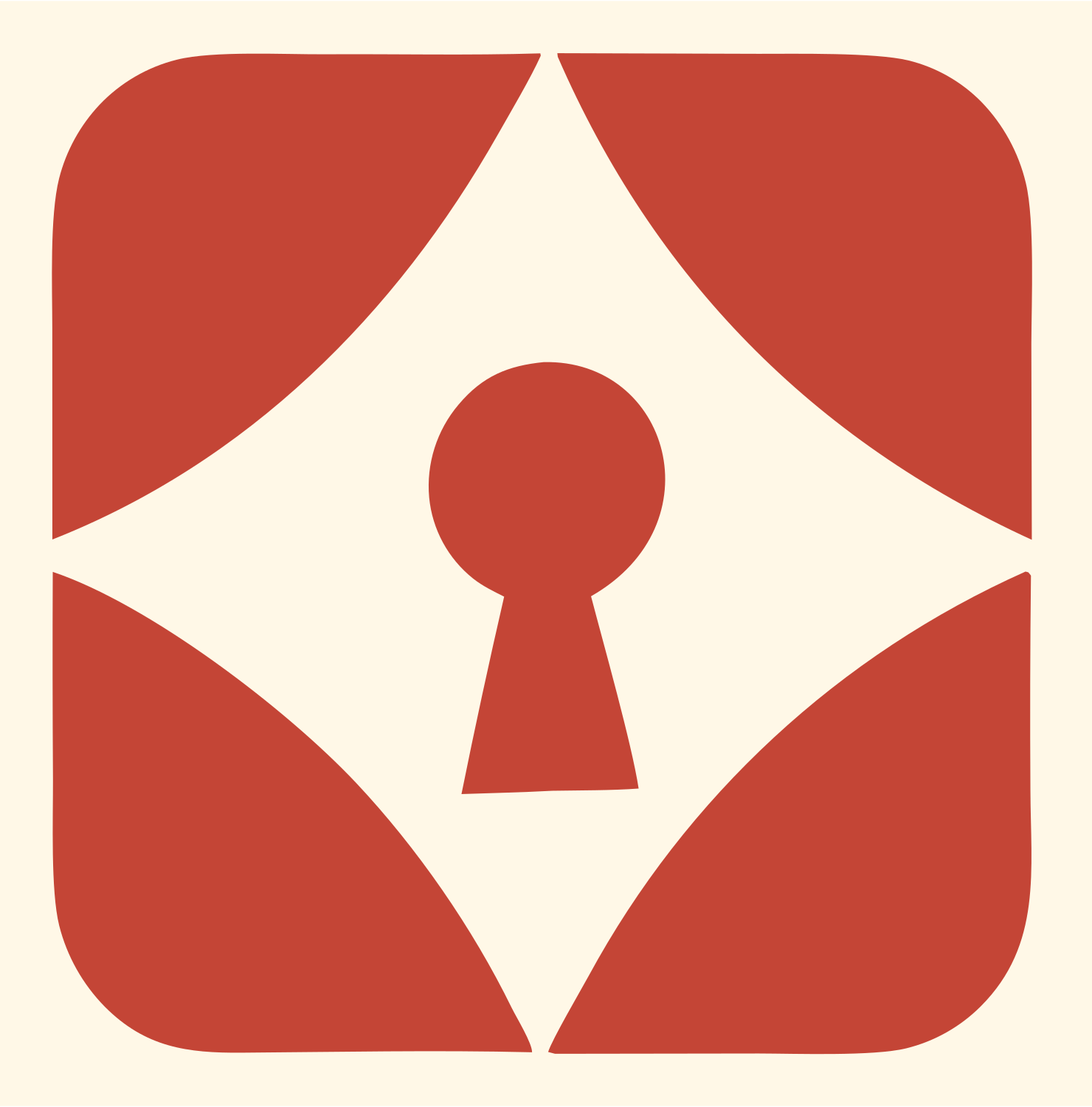 Geometric Keyhole Star Badge #fff8e7/#c44536