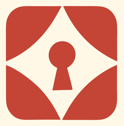 Geometric Keyhole Star Badge #fff8e7/#c44536