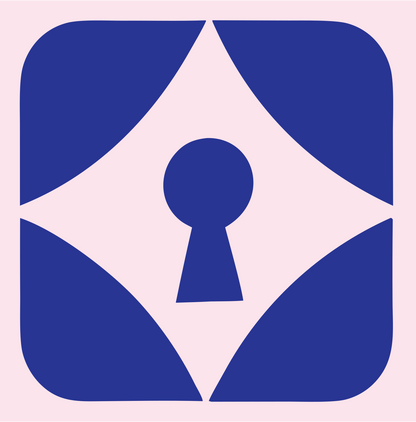 Geometric Keyhole Star Badge #fce4ec/#283593