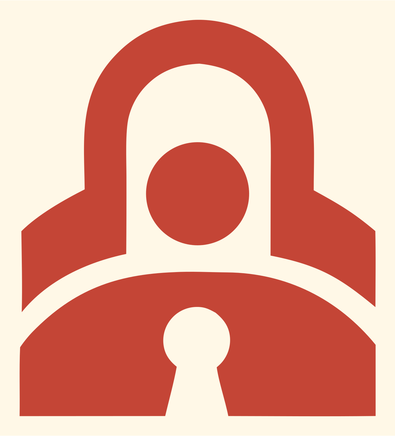 Bold Padlock Keyhole Crest #fff8e7/#c44536