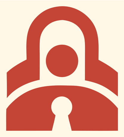 Bold Padlock Keyhole Crest #fff8e7/#c44536