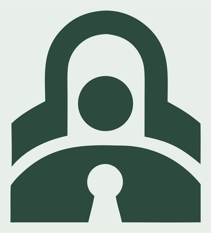 Bold Padlock Keyhole Crest #e8efe9/#2d4a3e