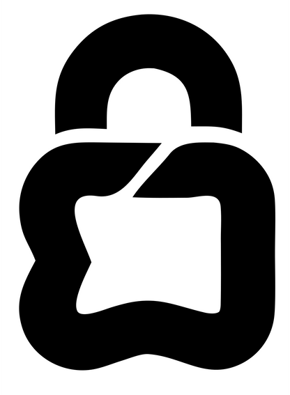 Open Padlock Star Logo #ffffff/#000000