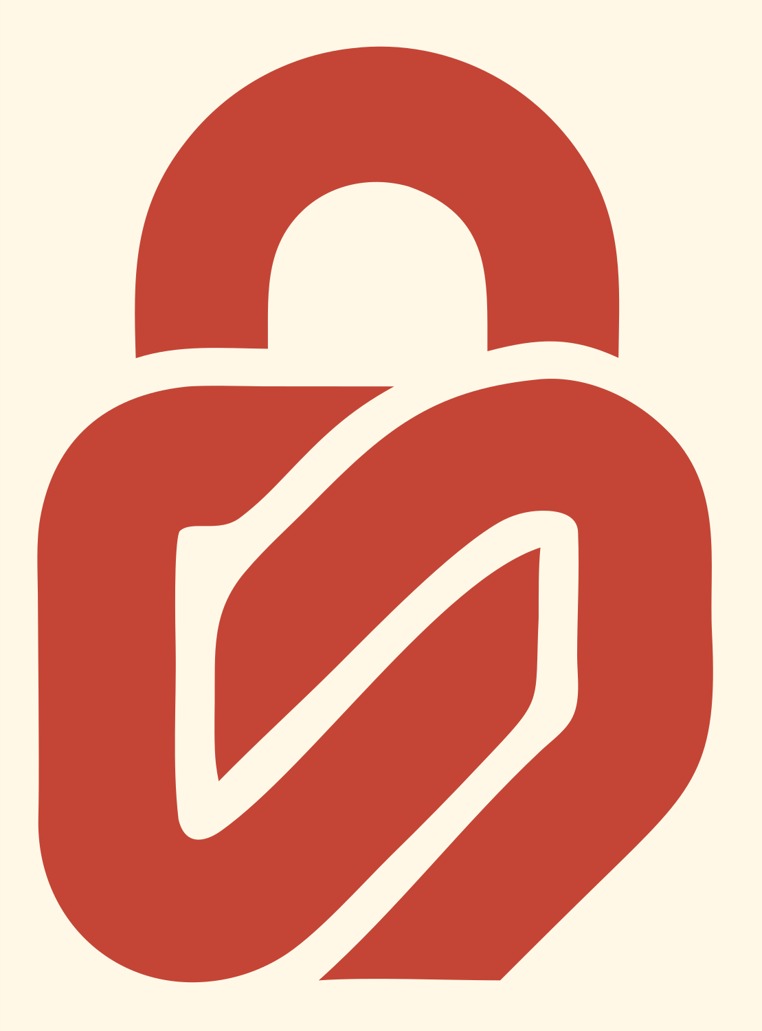 Monoline Leaf Padlock Logo #fff8e7/#c44536