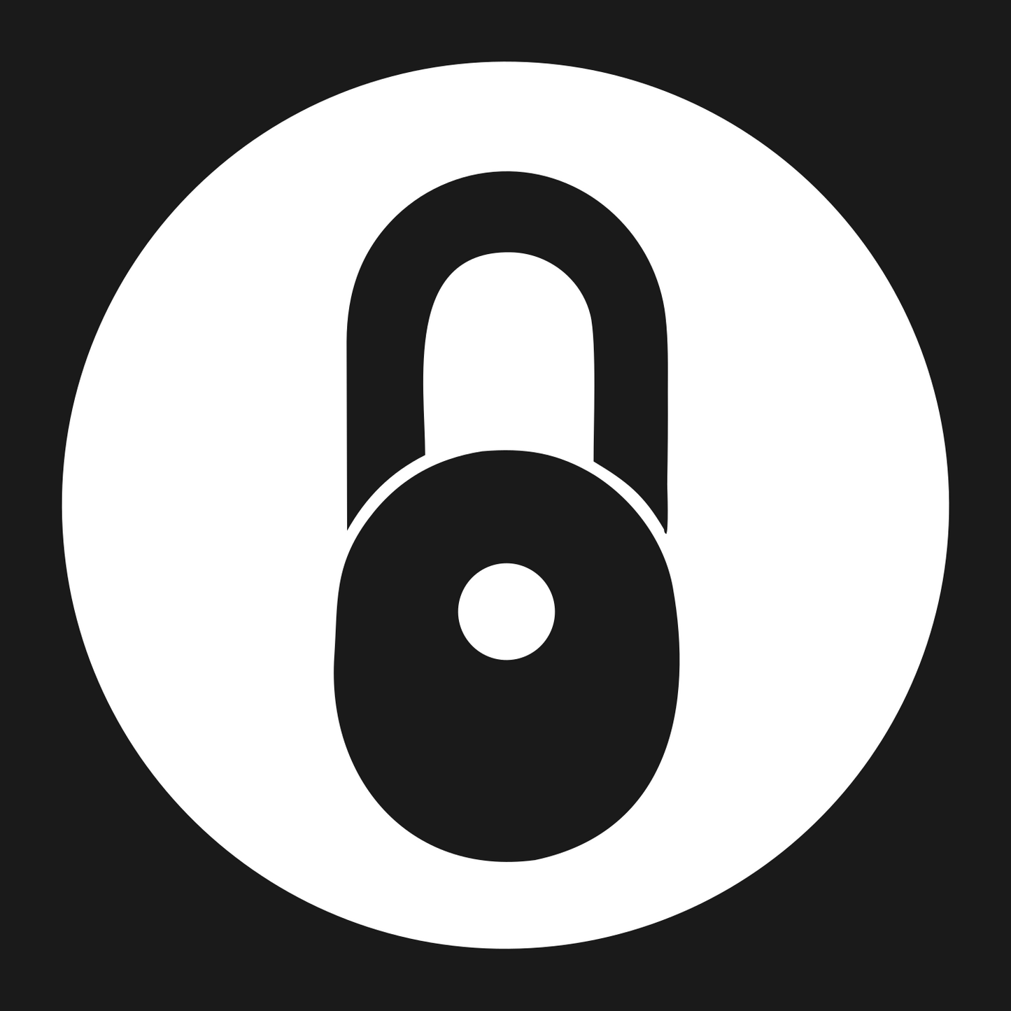 Negative Space Padlock Circle Badge #1a1a1a/#ffffff