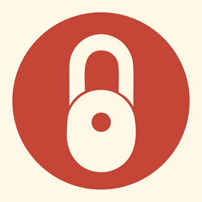 Negative Space Padlock Circle Badge #fff8e7/#c44536