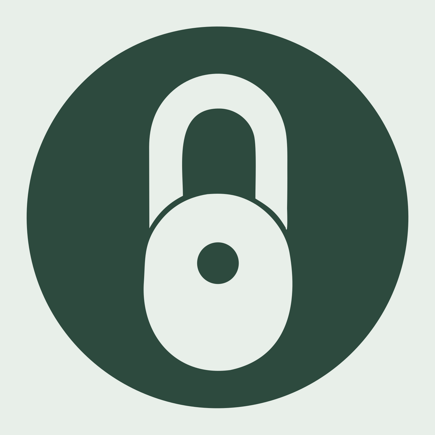 Negative Space Padlock Circle Badge #e8efe9/#2d4a3e