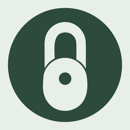 Negative Space Padlock Circle Badge #e8efe9/#2d4a3e