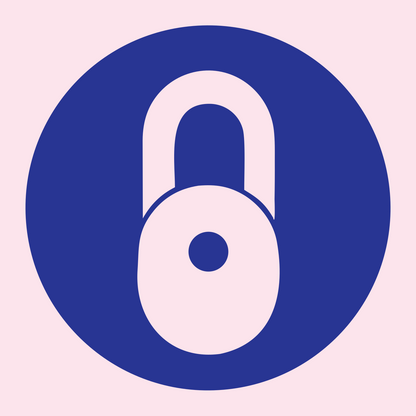 Negative Space Padlock Circle Badge #fce4ec/#283593