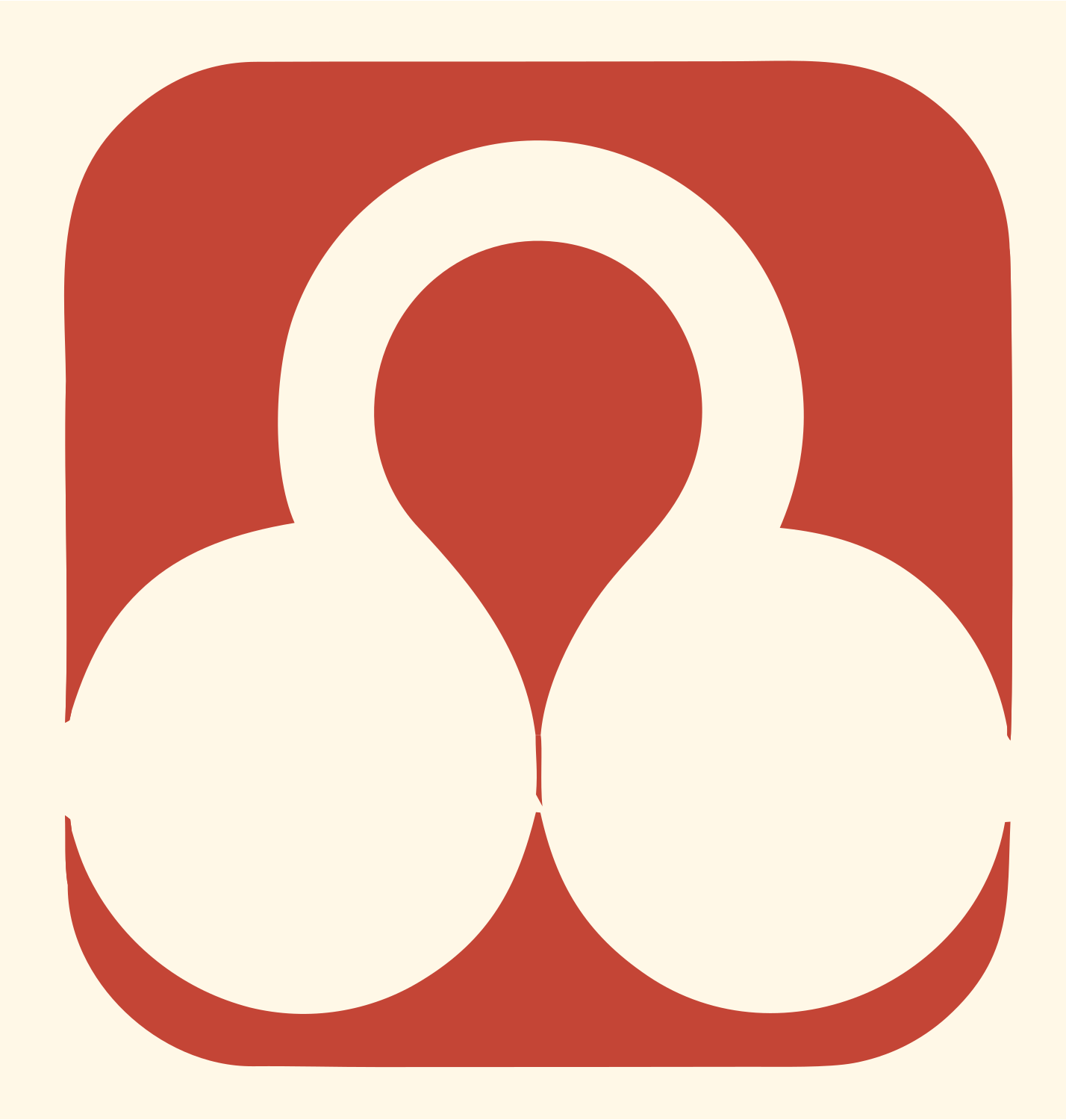 Negative Space Triple Circle Lock Badge #fff8e7/#c44536