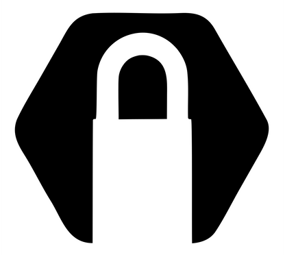 Negative Space Padlock Hexagon Badge #ffffff/#000000