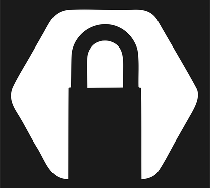 Negative Space Padlock Hexagon Badge #1a1a1a/#ffffff
