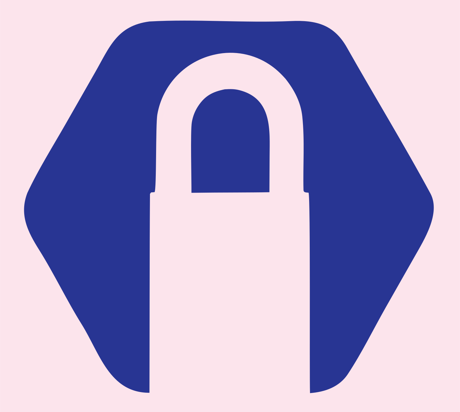Negative Space Padlock Hexagon Badge #fce4ec/#283593