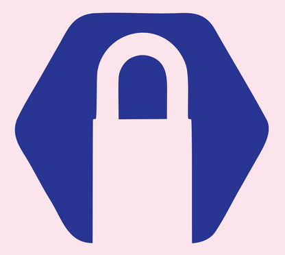 Negative Space Padlock Hexagon Badge #fce4ec/#283593