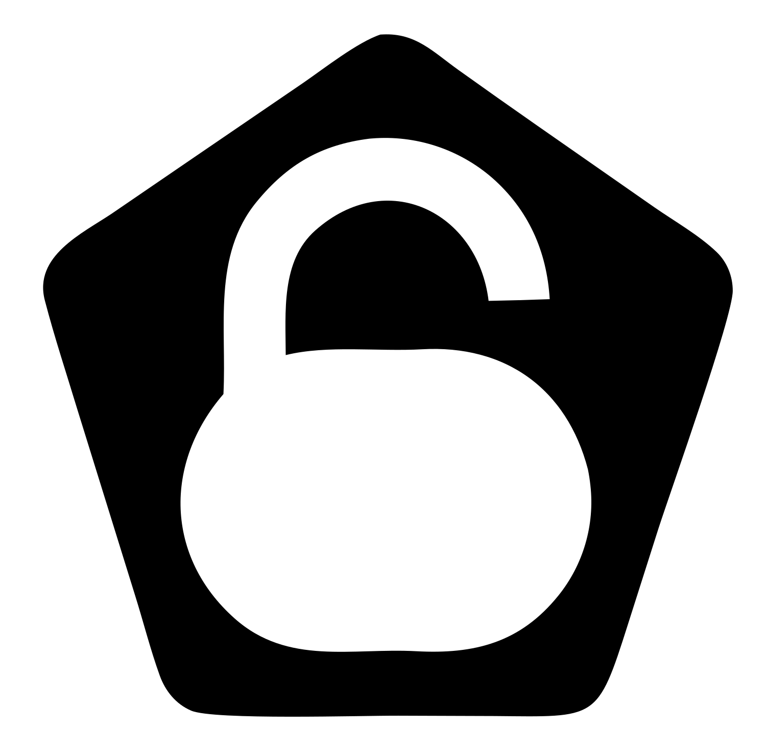 Negative Space Padlock Pentagon Badge #ffffff/#000000