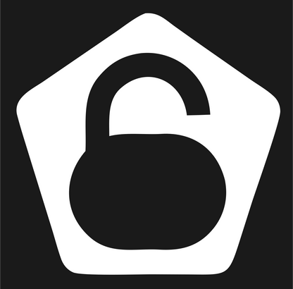 Negative Space Padlock Pentagon Badge #1a1a1a/#ffffff
