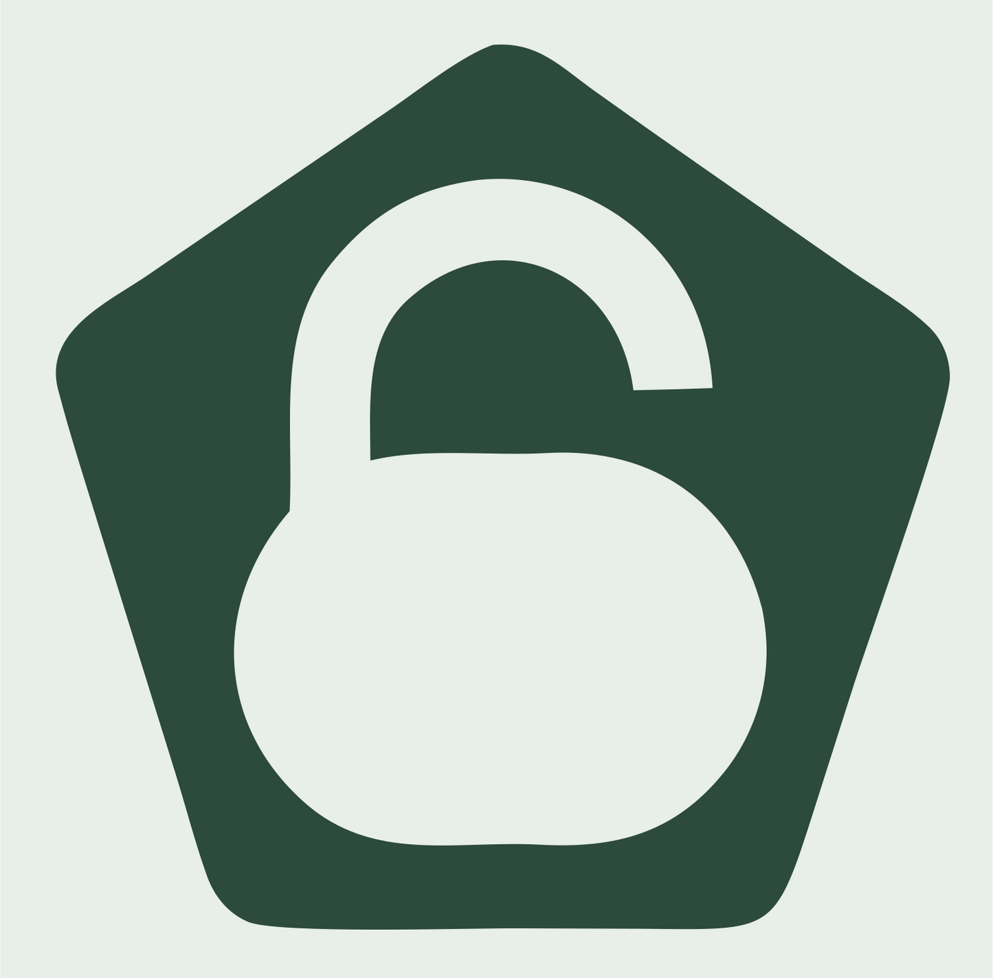 Negative Space Padlock Pentagon Badge #e8efe9/#2d4a3e