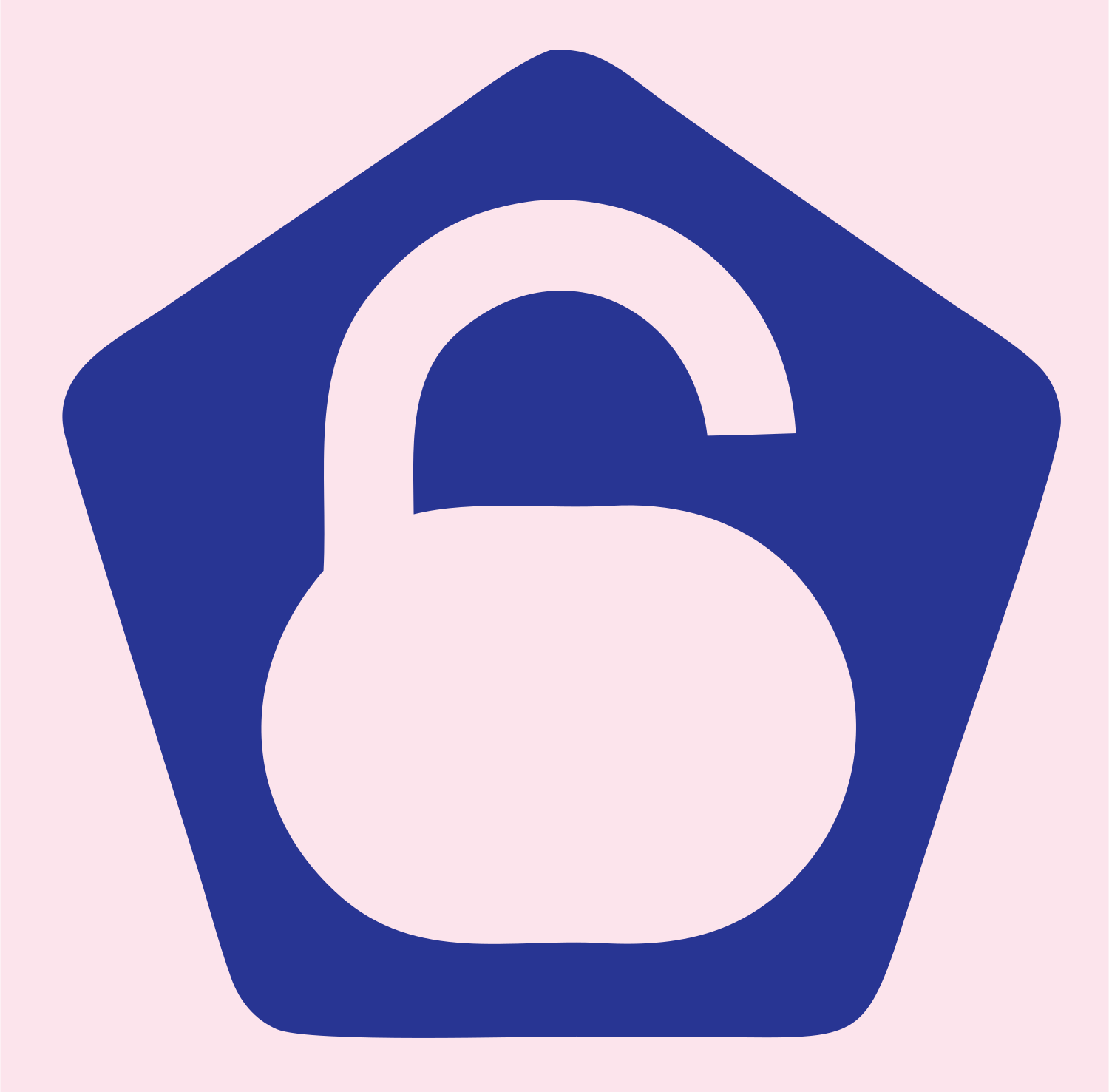 Negative Space Padlock Pentagon Badge #fce4ec/#283593