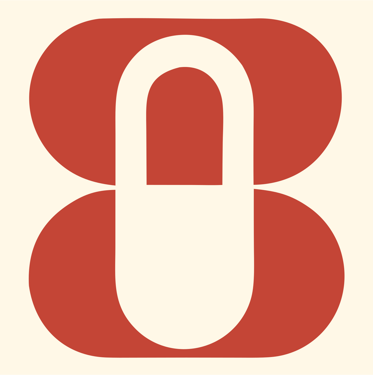 Negative Space Padlock Double Mark #fff8e7/#c44536