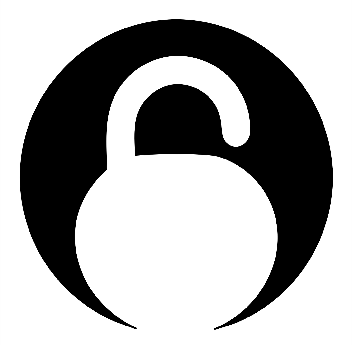 Negative Space Unlocked Padlock Emblem #ffffff/#000000