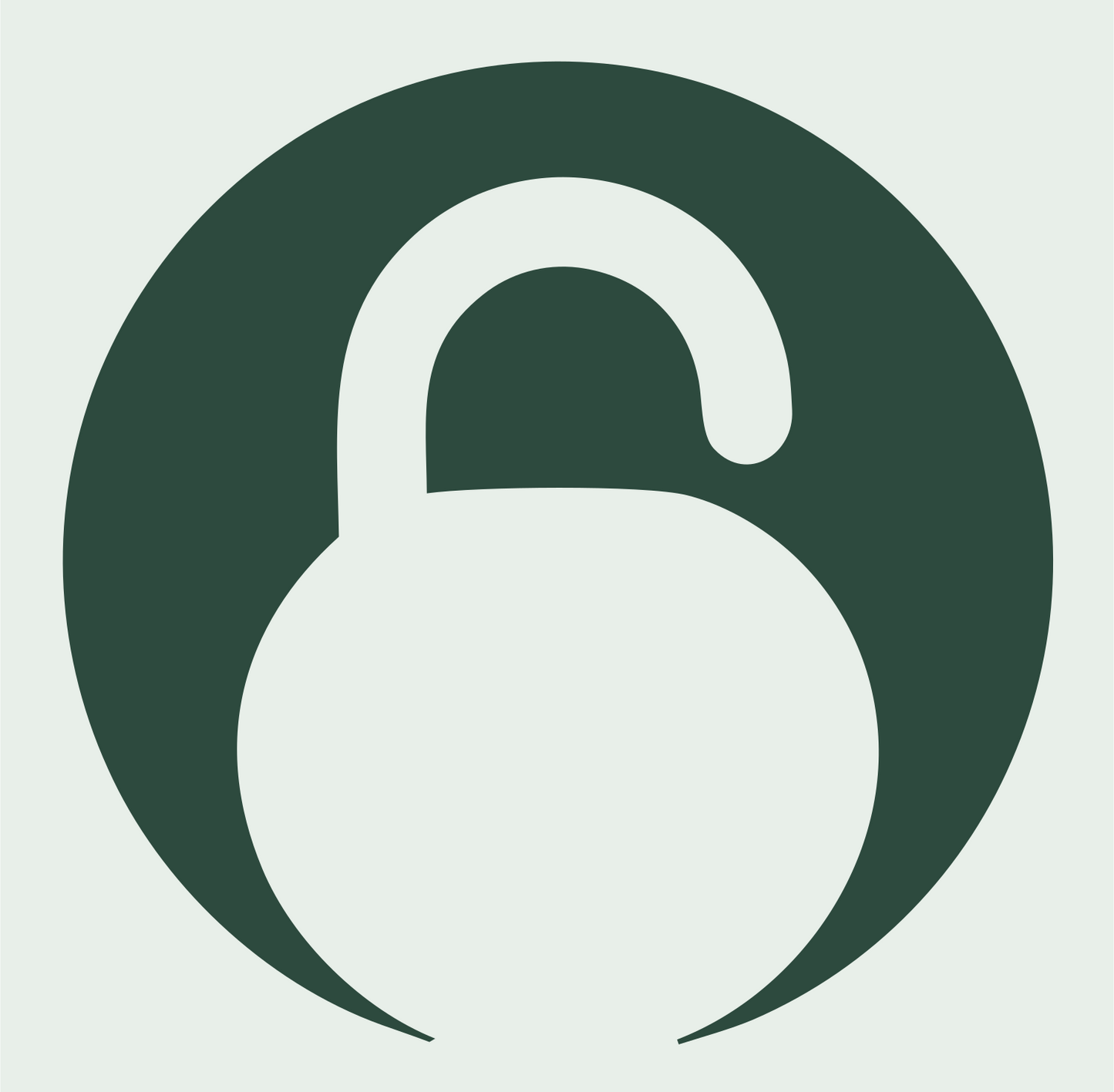 Negative Space Unlocked Padlock Emblem #e8efe9/#2d4a3e