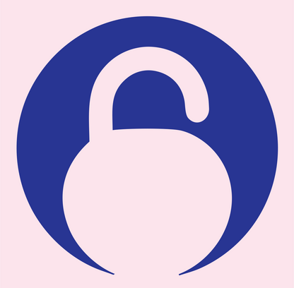 Negative Space Unlocked Padlock Emblem #fce4ec/#283593