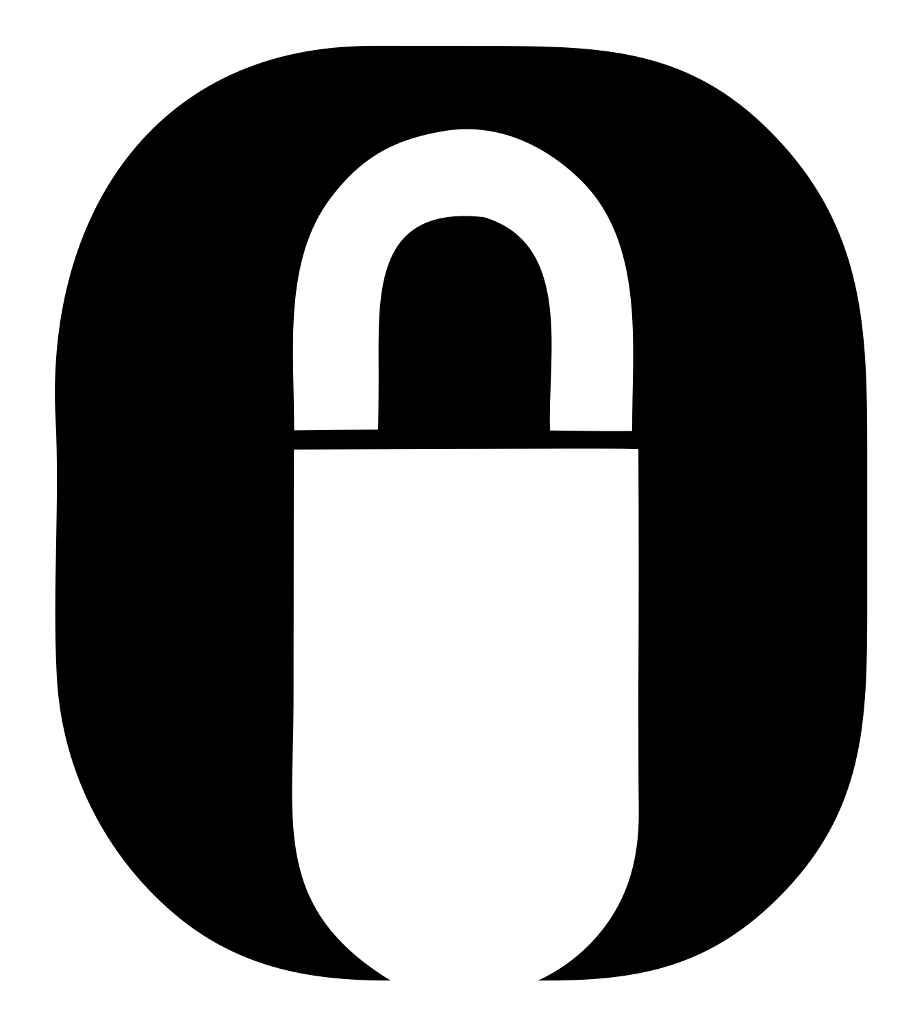 Negative Space Padlock Rounded Badge #ffffff/#000000