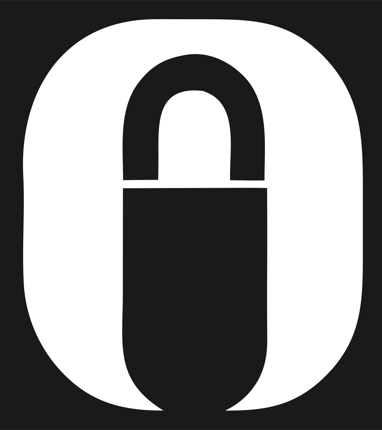 Negative Space Padlock Rounded Badge #1a1a1a/#ffffff