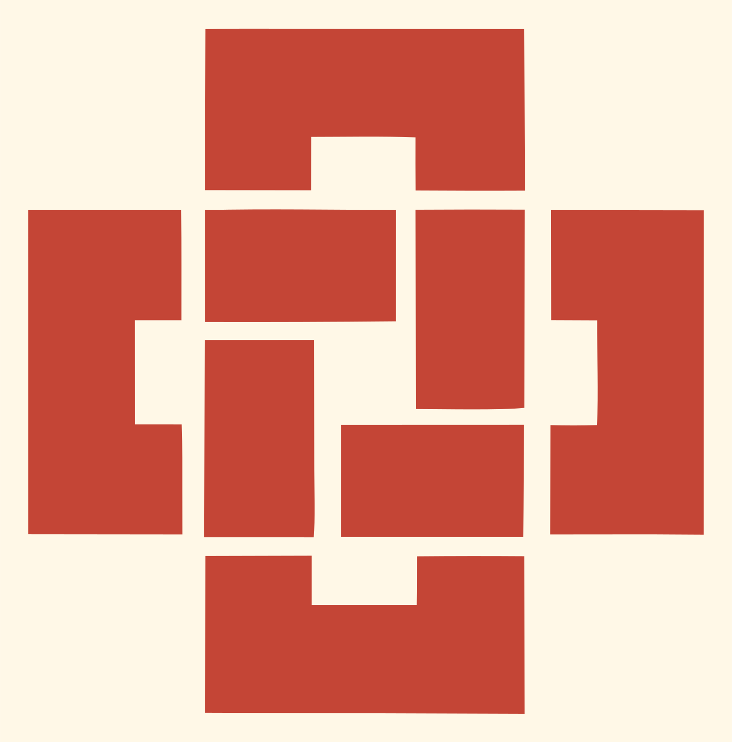 Blocky Padlock Grid Mark #fff8e7/#c44536