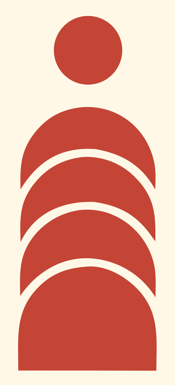 Chunky Stacked Arches Person Mark #fff8e7/#c44536